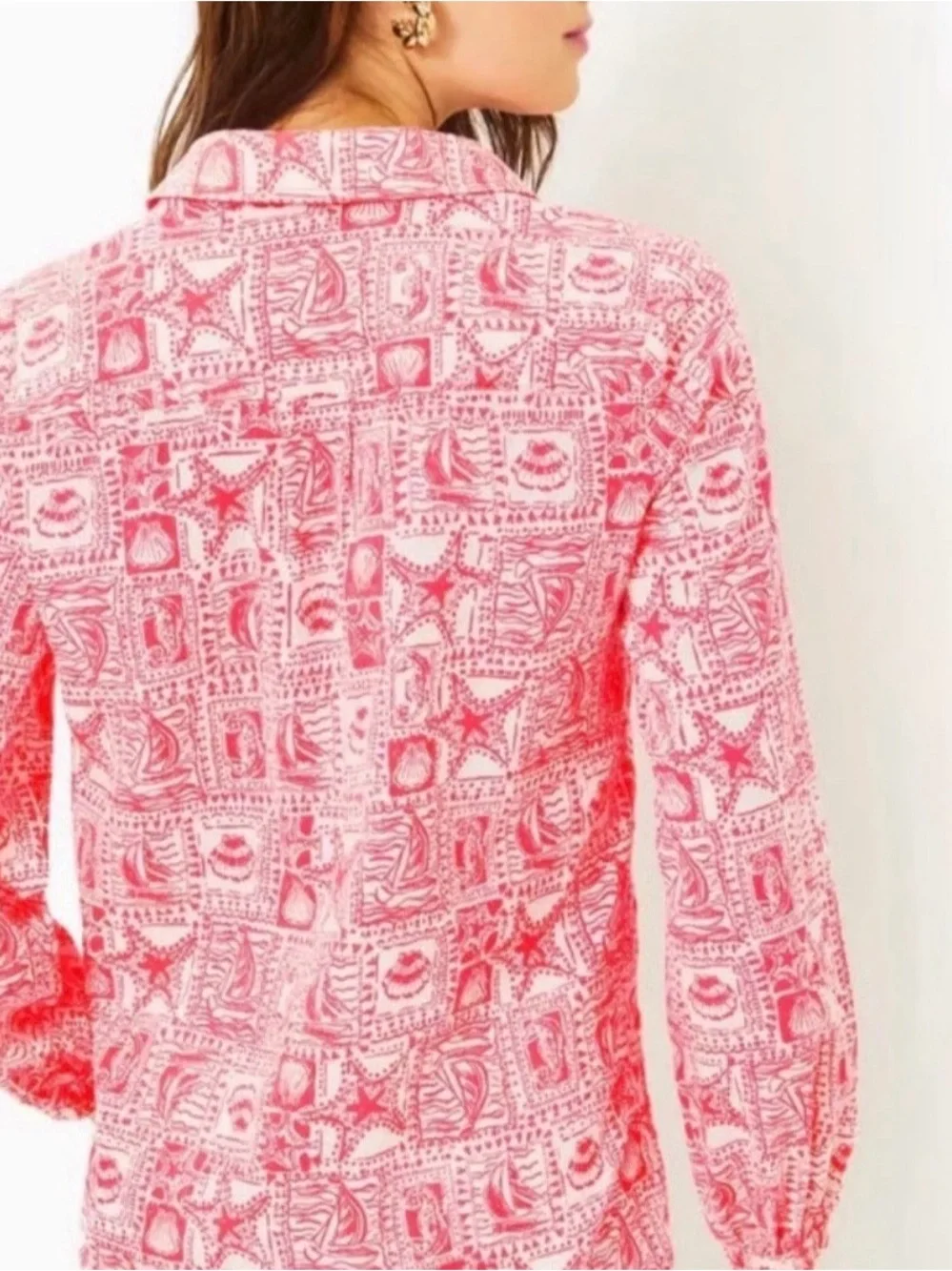 Lilly Pulitzer Jae Tunic top blouse seaside harbor mizner red women’s size XL - Picture 4 of 5